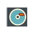 Disk with virus icon, flat style Royalty Free Stock Photo