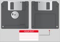 Vector illustration Diskette of 3.5 inches isolated on gray background. Realistic 3D Floppy disk in front and back view. Royalty Free Stock Photo