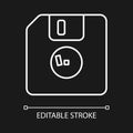 Diskette white linear icon for dark theme