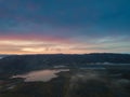 Disko Bay glacier during midnight sun season of polar summer. Ilulissat, Greenland. Unesco world heritage. Beautiful misty