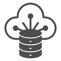 Disks array cloud storing solid icon, data sharing concept. Vector graphics. Uploading files, data sign on white Royalty Free Stock Photo
