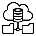 Disks array with folders in cloud storage line icon, osint analytics concept. Vector graphics. Cloud technologies sign Royalty Free Stock Photo
