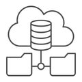 Disks array with folders in cloud storage thin line icon, osint analytics concept. Vector graphics. Cloud technologies Royalty Free Stock Photo