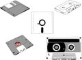 Disks and Cassettes Royalty Free Stock Photo