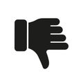 Dislike Gesture in Social Media Glyph Pictogram. Thumb Down, Finger Down Silhouette Icon. Disapprove, Rejection Symbol