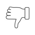 Dislike gesture thin line icon, gestures concept, Thumbs down finger sign on white background, unlike gesture icon in Royalty Free Stock Photo