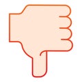 Dislike hand flat icon. Thumb down vector illustration isolated on white. Unlike hand gesture gradient style design Royalty Free Stock Photo