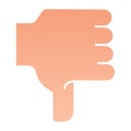 Dislike hand flat icon. Thumb down vector illustration isolated on white. Unlike hand gesture gradient style design Royalty Free Stock Photo