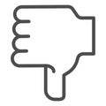 Dislike hand line icon. Thumb down vector illustration isolated on white. Unlike hand gesture outline style design Royalty Free Stock Photo