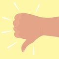 Dislike. Hand shows thumb down. Symbol of poor performance, disagreement, discontent. Bad job icon. Flat cartoon vector Royalty Free Stock Photo