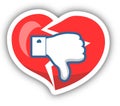 Dislike, Heart Icon With Shadow. Vector illustration.