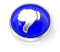 Dislike icon on glossy blue round button