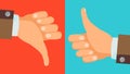 Dislike, Like Hands Vector. Thumbs Up, Thumbs Down Icons. Social Network Symbol. Flat Cartoon Illustration Royalty Free Stock Photo