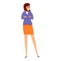 Dislike refuse woman icon, cartoon style