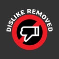 dislike sign with slogan social media dislike removed, concept of internet