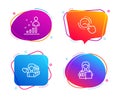 Dislike, Stats and Woman love icons set. Woman read sign. Vector