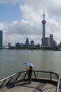 Dismal day selfie at the Shanghai Bund Royalty Free Stock Photo