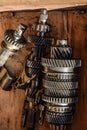 Dismantled box car transmissions. Royalty Free Stock Photo