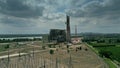 Aerial view of a dismantled obsolete oil-fired thermal power plant in Aramon, France