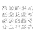 Dismantling Construction Process Icons Set Vector .