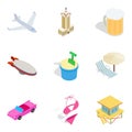 Dismiss icons set, isometric style