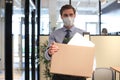 Dismissal employee in preventive medical mask in an epidemic coronavirus