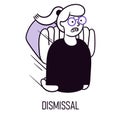 Dismissal. Vector illustration. Desperate employee, office worker being fired. Quitting job. Unemployment issues
