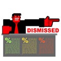 Dismissed. Infographics for dismissal. Red angry Bos points to d Royalty Free Stock Photo