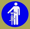 Dismount and push the bike from this point. Traffic sign Royalty Free Stock Photo