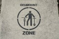 Dismount zone painted sign over the bridge at Miami, Florida Royalty Free Stock Photo