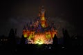 Disney Castle with light and fireworks show