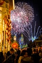 Disney Cinderella Castle Fireworks and Lights Royalty Free Stock Photo