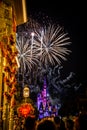 Disney Cinderella Castle Fireworks and Lights Royalty Free Stock Photo