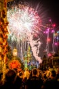 Disney Cinderella Castle Fireworks and Lights Royalty Free Stock Photo