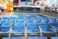 Disney Cruise Line Fantasy Mickey Flag Pool with Water Slide and Blue Logo Deck Chairs