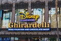 Disney and Ghirardelli signs in Hollywood boulevard