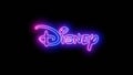 Disney glowing logo in neon light neon sign and neon light concept editorial image Royalty Free Stock Photo
