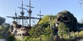 Disney land Pirates of the Caribbean boat wooden pirate ship in the park