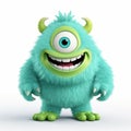 Colorful Green Monster: Realistic 3d Render Cartoon Character