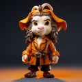 Disney Pirate Figurine: Cute Cartoonish Design In Orange Coat