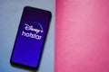 Disney plus hotstar app logo on smartphone device