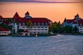 Disney`s Grand Floridian Resort & Spa on beautiful sunset background at Walt Disney World 4 Royalty Free Stock Photo