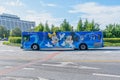 Disney Transport themed bus Mickey and Minnie 50th celebration Royalty Free Stock Photo