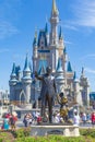 Disney World Orlando Florida Magic Kingdom Castle with Walt Disney and Micky Mouse Royalty Free Stock Photo