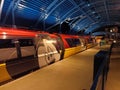 Disneyland Monorail, Mark VII Series Train, Stopped at Downtown Disney Station at Night. Royalty Free Stock Photo