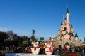 Disneyland Paris Castle during Christmas celebrations Royalty Free Stock Photo