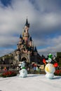 Disneyland Paris Castle during Christmas celebrations Royalty Free Stock Photo