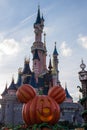 Disneyland Paris Castle during halloween celebrations Royalty Free Stock Photo