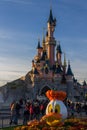 Disneyland Paris Castle during halloween celebrations Royalty Free Stock Photo