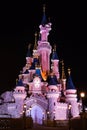Disneyland Paris castle at night Royalty Free Stock Photo